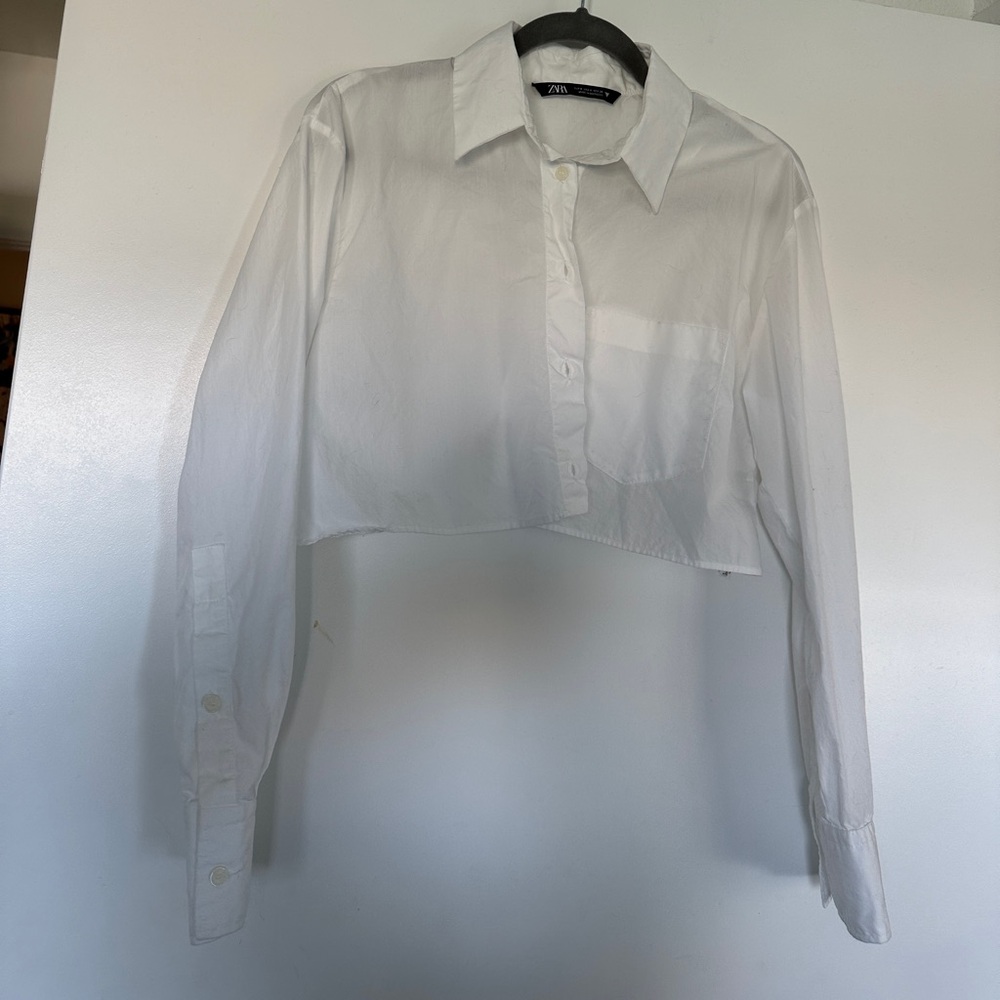 cropped zara shirt open back